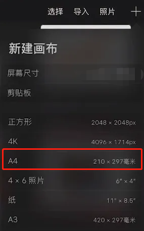 《procreate》设置a4尺寸方法